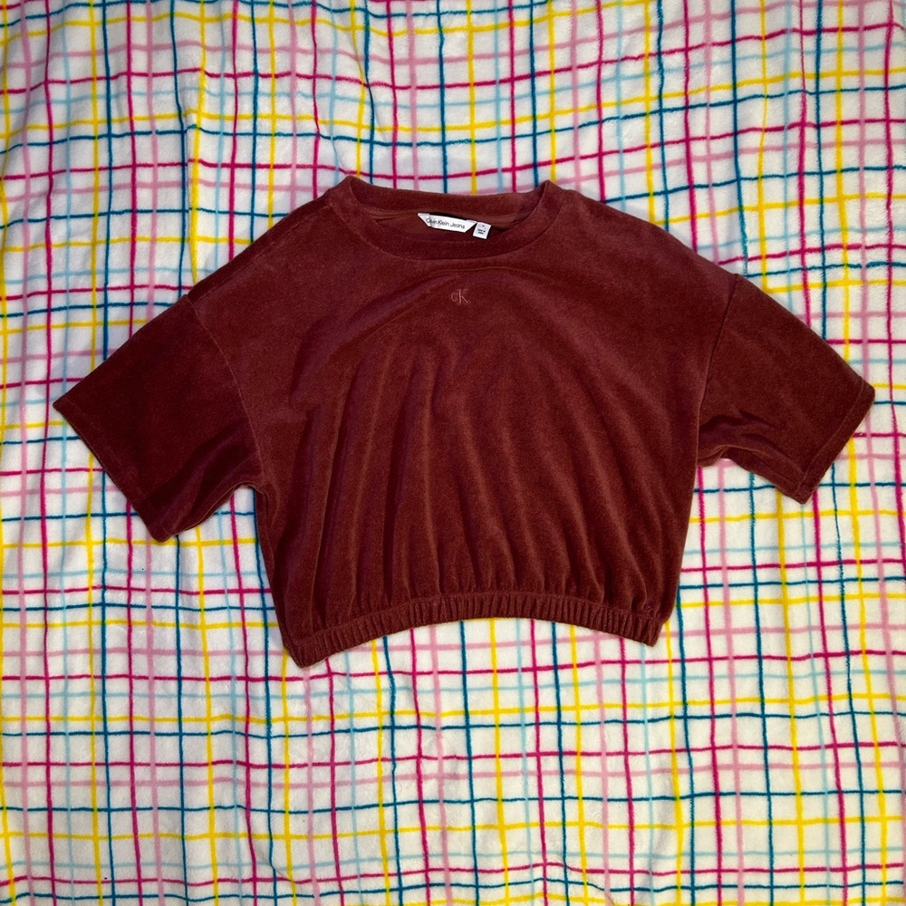 VINTAGE size medium Calvin Klein jeans towel material crop top earth tone.